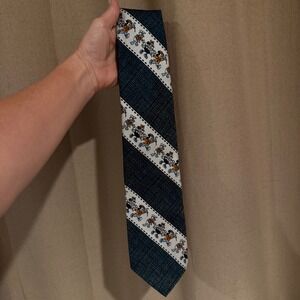 Vintage Mickey Mouse Cervantes Striped Tie Mens‎ Blue Disney Novelty Necktie